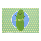 Cute green pickle komkommer cartoon illustratie kussensloop (Voorkant)
