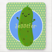 Cute green pickle komkommer cartoon illustratie muismat (Voorkant)