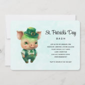 Cute Green Pig St. Patrick's Day Party Kaart (Voorkant)