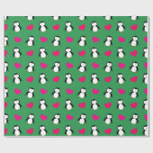 Cute green pinguin harten patroon cadeaupapier (Vlak)