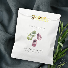 Cute Green Pink Girl Shoes Foliage Baby shower Bedankzakje