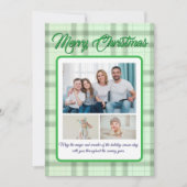 Cute Green Plaid Portrait Photo Christmas Feestdagenkaart (Voorkant)