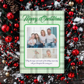 Cute Green Plaid Portrait Photo Christmas Feestdagenkaart