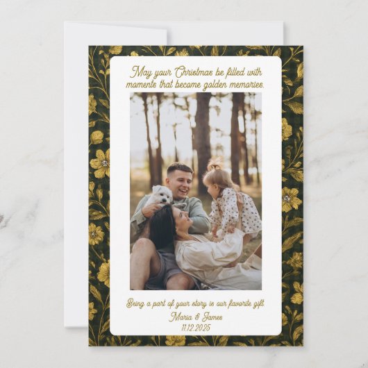 Cute Green Plaid Portrait Photo Christmas Holiday  Feestdagenkaart (Voorkant)