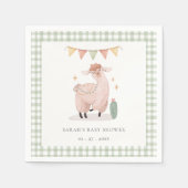 Cute Green Play Cactus Boho Llama Baby shower Servet (Voorkant)
