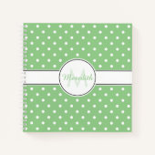 Cute Green Polka Dot Pattern Monogram Notitieboek (Voorkant)
