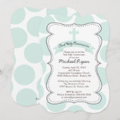 Cute Green Polka Dots Cross-Communitation Invitati Kaart (Voorkant / Achterkant)
