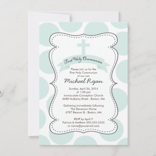 Cute Green Polka Dots Cross-Communitation Invitati Kaart (Voorkant)