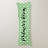 Cute green polka stip Patroon custom girl's name Lichaamskussen (Voorkant Verticaal)