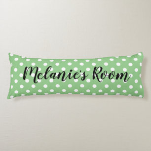 Cute green polka stip Patroon custom girl's name Lichaamskussen