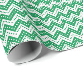 Cute Green Polkadot Zigzags Cadeaupapier (Rol Hoek)