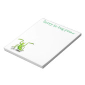Cute green praing mantis cartoon illustration notitieblok (Linkerzijde)