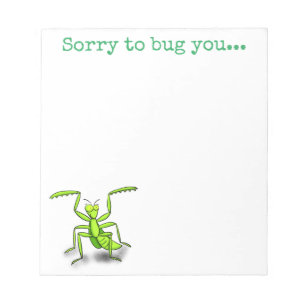 Cute green praing mantis cartoon illustration notitieblok
