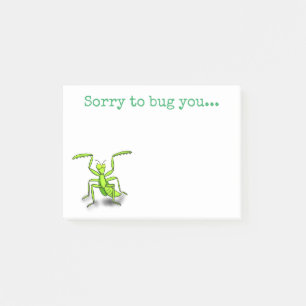 Cute green praing mantis cartoon illustration post-it® notes