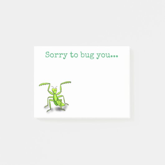 Cute green praing mantis cartoon illustration post-it® notes (Voorkant)