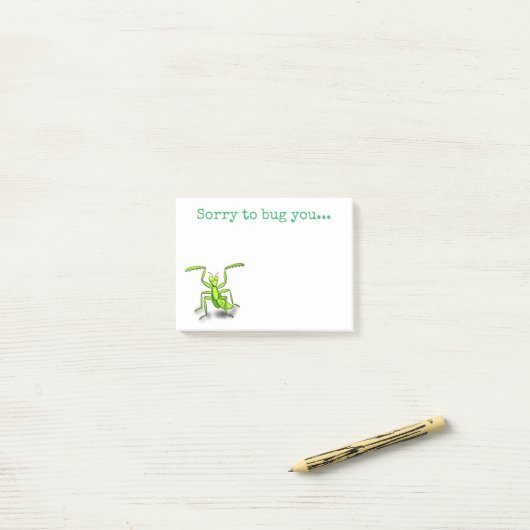 Cute green praing mantis cartoon illustration post-it® notes (Op bureau)