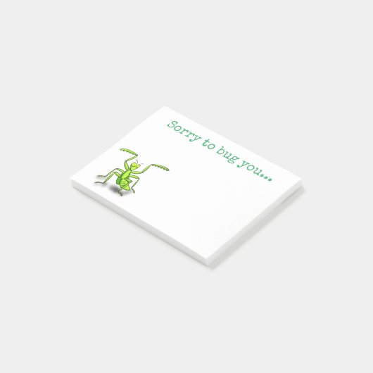 Cute green praing mantis cartoon illustration post-it® notes (Schuin)