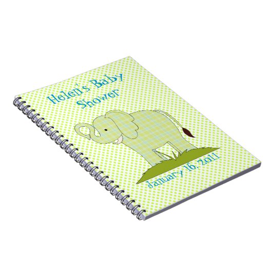 Cute Green Pset Elephant Baby shower Notebook Notitieboek (Rechterzijde)
