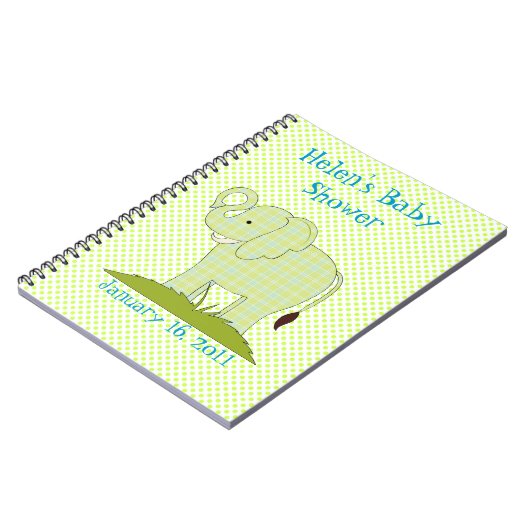 Cute Green Pset Elephant Baby shower Notebook Notitieboek (Linkerzijde)