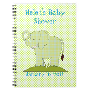 Cute Green Pset Elephant Baby shower Notebook Notitieboek