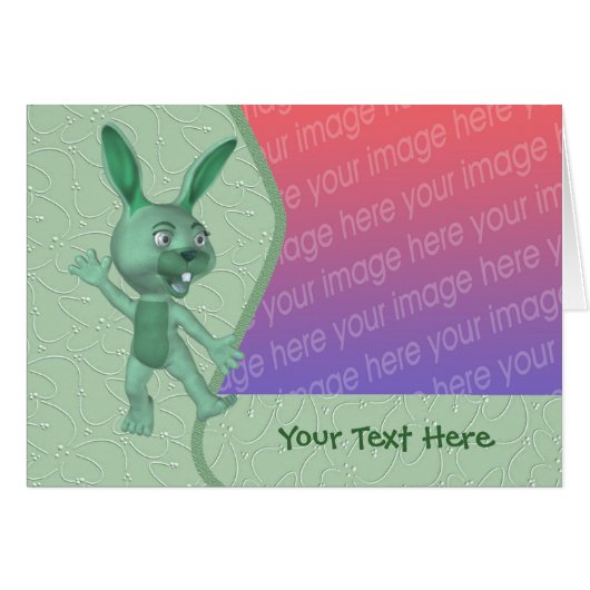 Cute Green Rabbit Photo Card (Voorkant Horizontaal)