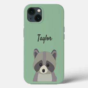 Cute green raccoon afbeelding op maat iPhone 13 hoesje