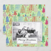 Cute Green Red Blue-kerstbomen Foto Feestdagenkaart (Voorkant / Achterkant)