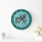 Cute Green | Robot | Patroonontwerp Acryl Grote Klok (Huis)