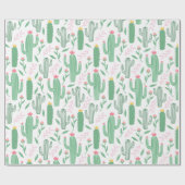 Cute Green, Roze en Gele Cactus Baby shower Cadeaupapier (Vlak)