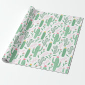 Cute Green, Roze en Gele Cactus Baby shower Cadeaupapier (Uitgerold)