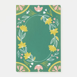 Cute green roze florale patroon. Botanische groen Post-it® Notes