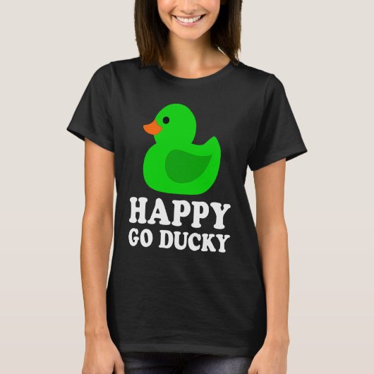 Cute Green Rubber Duck Lover Lucky Go Ducky Funny  T-shirt (Voorkant)