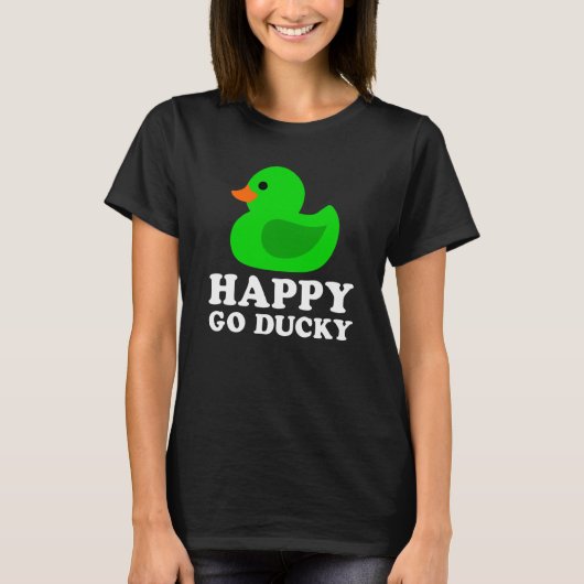 Cute Green Rubber Duck Lucky Go Ducky Pun  1 T-shirt (Voorkant)