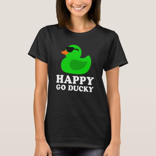 Cute Green Rubber Duck Sunglasses Lucky Go Ducky   T-shirt (Voorkant)