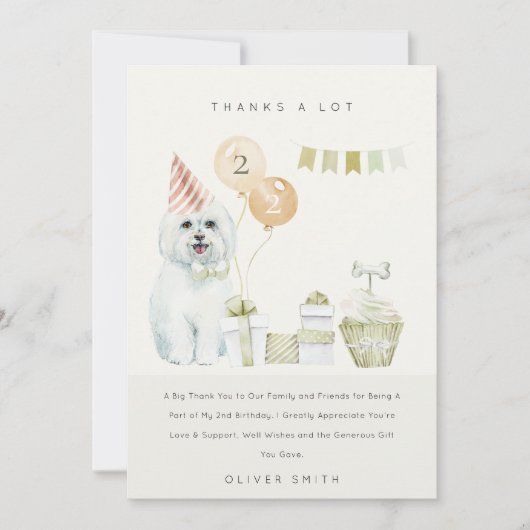 Cute Green Rust Dog Any Age Birthday Photo Party Bedankkaart (Voorkant)