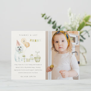 Cute Green Rust Dog Any Age Birthday Photo Party Bedankkaart