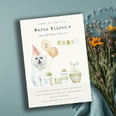 Cute Green Rust Dog Elke Age Birthday Party nodigt Bedankkaart