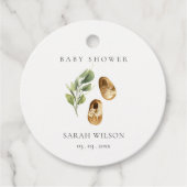 Cute Green Rust Oranje Shoes Foliage Baby shower Bedankjes Labels (Voorkant)