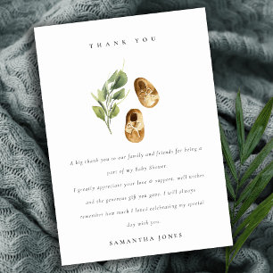Cute Green Rust Oranje Shoes Foliage Baby shower Bedankkaart