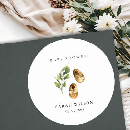 Cute Green Rust Oranje Shoes Foliage Baby shower Ronde Sticker