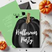 Cute Green Script Pumpkin Halloween Party Kaart