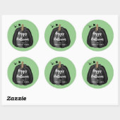 Cute Green Script Pumpkin Happy Halloween Ronde Sticker (Vel)