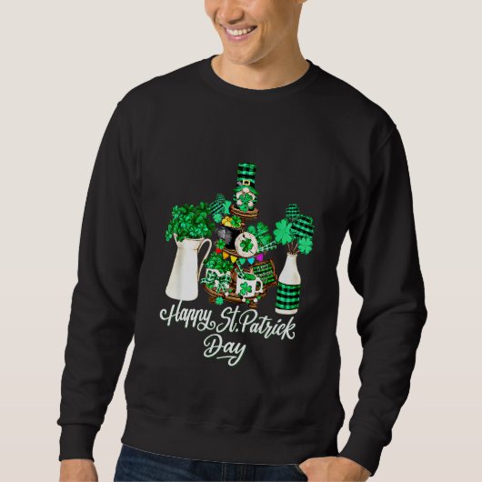 Cute Green Shamrock Decor met Happy St Patricks D Trui (Voorkant)