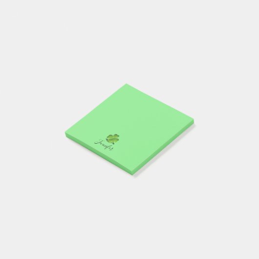 Cute Green Shamrock St Patricks Day Personalized Post-it® Notes (Schuin)
