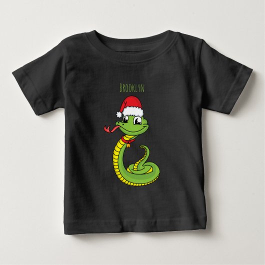 Cute green slang met santa hat cartoon (Voorkant)