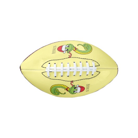 Cute green slang met santa hat cartoon american football (Voorkant)