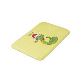 Cute green slang met santa hat cartoon badmat (Gekanteld)