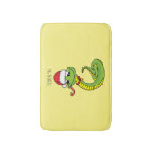 Cute green slang met santa hat cartoon badmat (Voorkant Verticaal)
