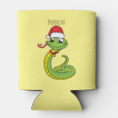 Cute green slang met santa hat cartoon blikjeskoeler (Achterkant)
