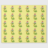 Cute green slang met santa hat cartoon cadeaupapier (Vlak)